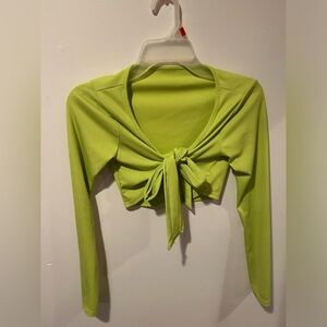 Like green tie front top